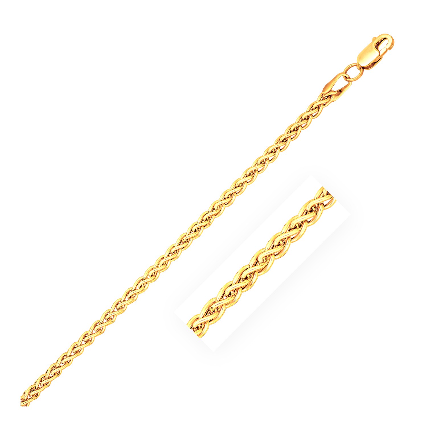 ROUND WHEAT CHAIN 14KT GOLD ROUND WHEAT CHAIN WITH LOBSTER LOCK 16 INCHES LONG