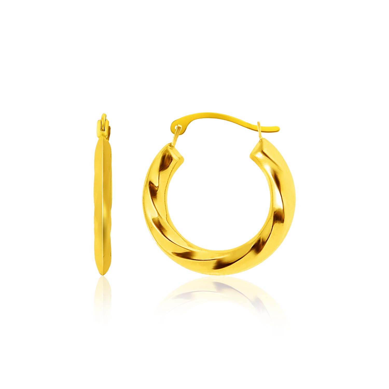 14k 3x30mm Polished Square Tube Round Hoop Earrings 14 kt Yellow Gold