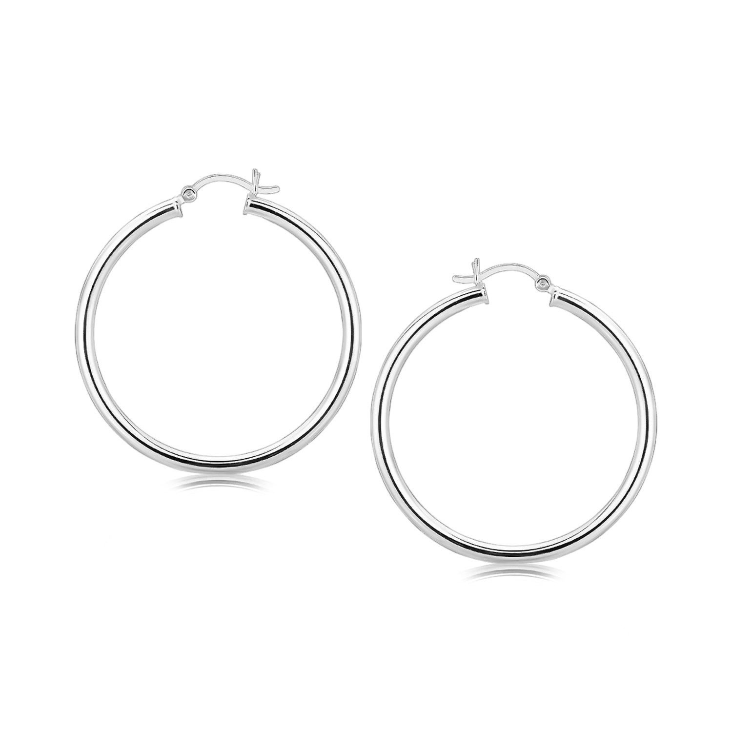 Sterling Silver Large Polished Hoop Earrings