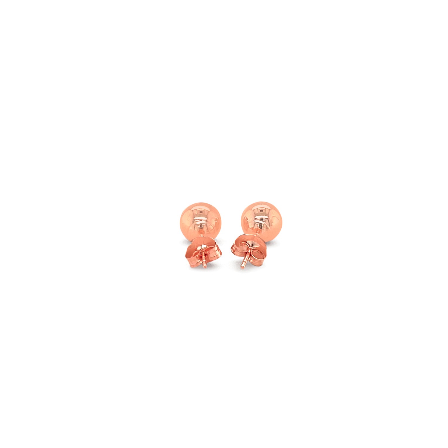 14k Rose Gold Classic Round Shape Stud Earrings 6.0 mm 