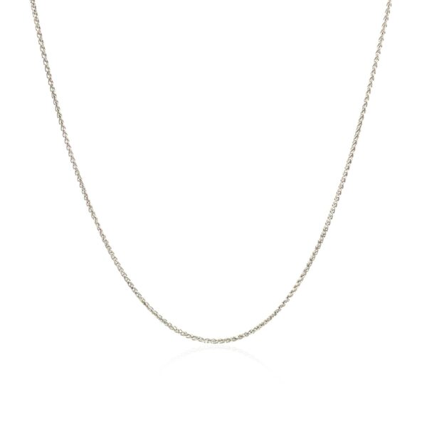 14k White Gold Diamond Cut Round Wheat Chain 0.6mm - Image 2