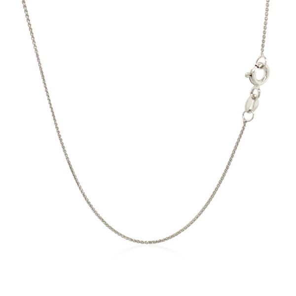 14k White Gold Diamond Cut Round Wheat Chain 0.6mm - Image 3