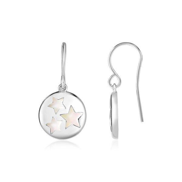 Sterling Silver Multiple Star Cutout Earrings with Mother of Pearl