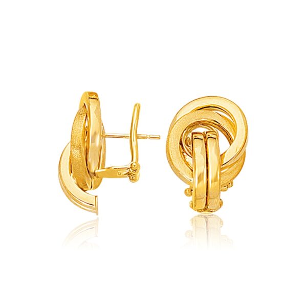 14K Yellow Gold Grand Love Knot Earrings with Omega Backs