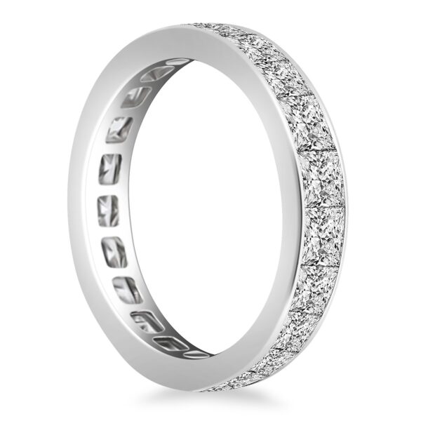 14k White Gold Eternity Ring with Channel Set Princess Cut Diamonds - Image 2