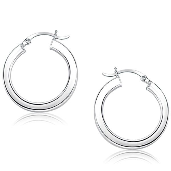 14K White Gold Flat Side Hoop Earrings