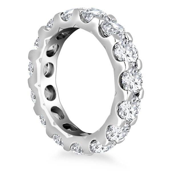 14k White Gold Round Diamond Studded Eternity Ring - Image 2