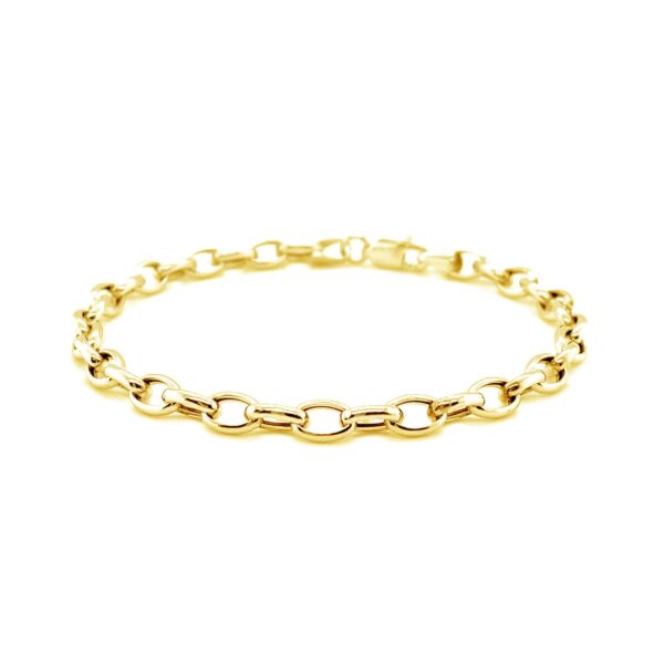 4.6mm 14k Yellow Gold Oval Rolo Bracelet - Image 2