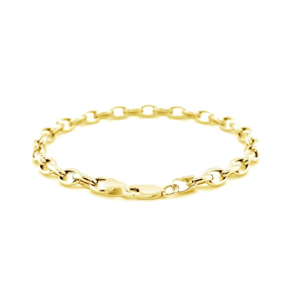 4.6mm 14k Yellow Gold Oval Rolo Bracelet - Image 3