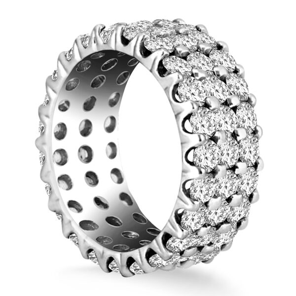 14k White Gold Triple Band Round Diamond Eternity Ring - Image 2