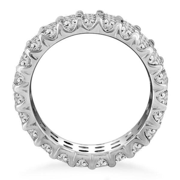 14k White Gold Triple Band Round Diamond Eternity Ring - Image 3