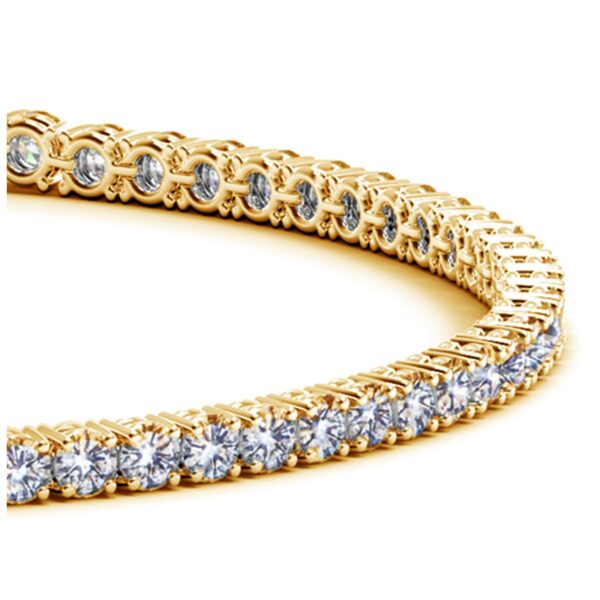 14k Yellow Gold Round Diamond Tennis Bracelet (3 cttw) - Image 2