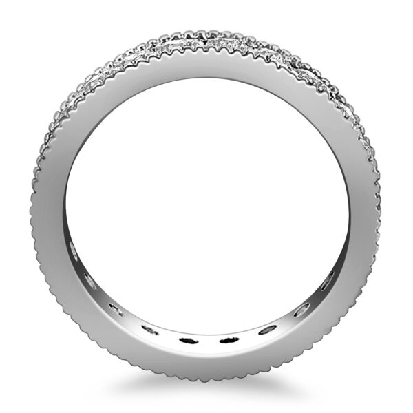 14k White Gold Antique Channel Set Round Diamond Eternity Ring - Image 3