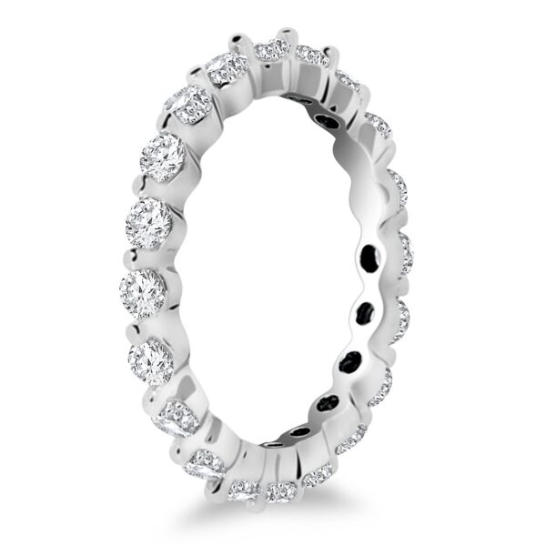 14k White Gold Common Prong Round Cut Diamond Eternity Ring - Image 3