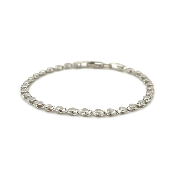 2.9mm 14k White Gold Heart Anklet - Image 2