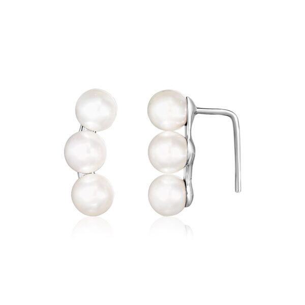 Sterling Silver Climber Earrings with Freshwater Pearls