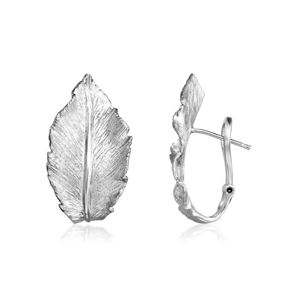 Sterling Silver Sparkle Textured Leaf Earrings