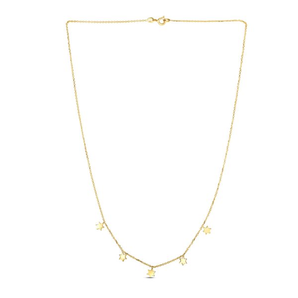 14k Yellow Gold Necklace with Six Pointed Stars - Image 2