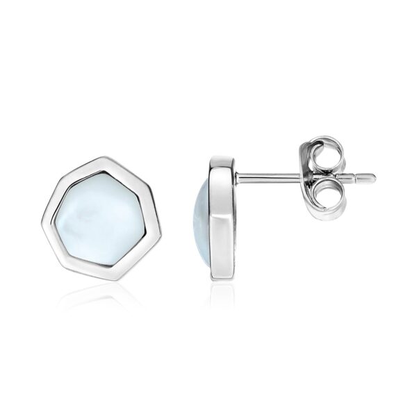 Sterling Silver Geometric Mother of Pearl Earrings