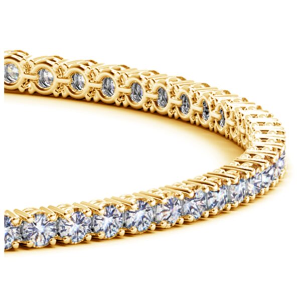 14k Yellow Gold Round Diamond Tennis Bracelet (4 cttw) - Image 2