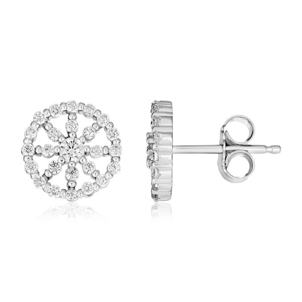 Sterling Silver Polished Halo Style Cubic Zirconia Earrings