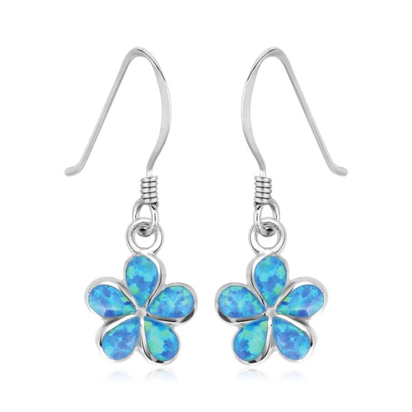 Sterling Silver Flower Dangle Earrings with Opal