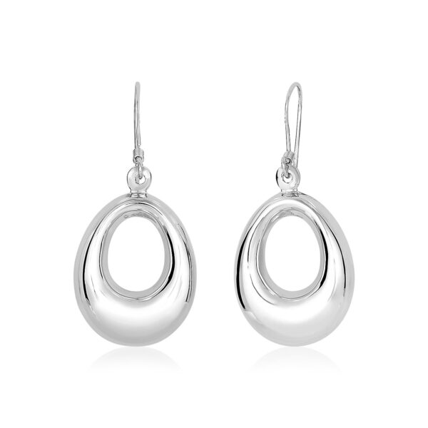 Sterling Silver Polished Open Puffed Teardrop Dangle Earrings