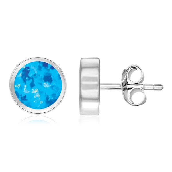 Sterling Silver Round Earrings with Opal