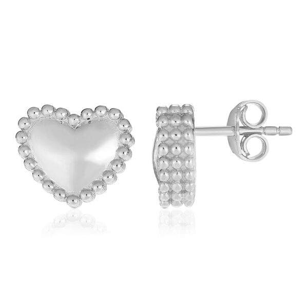 Sterling Silver Beaded Heart Earrings