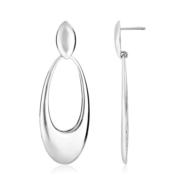 Sterling Silver Polished Open Oval Dangle Earrings