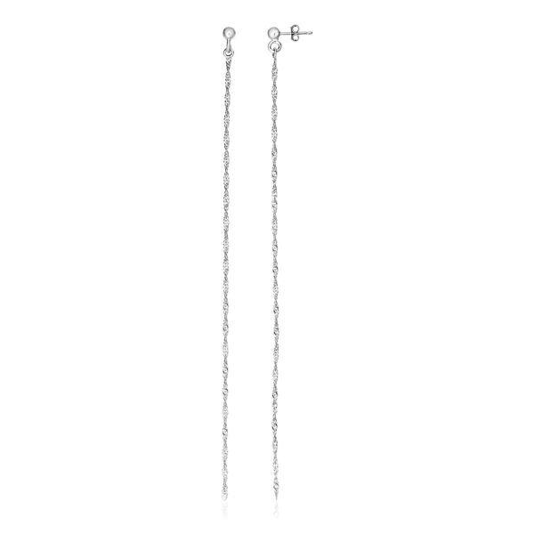 Sterling Silver Dangle Earrings with Textured Chains