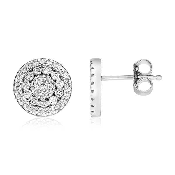 Sterling Silver Halo Style Cubic Zirconia Earrings