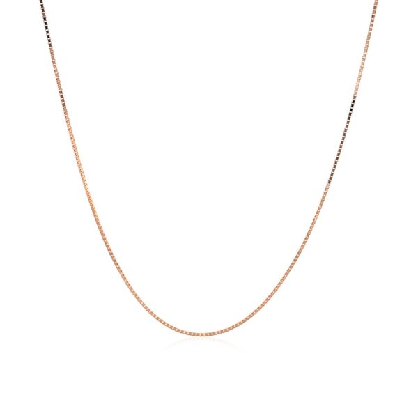 18k Rose Gold Classic Box Chain 0.6mm - Image 2