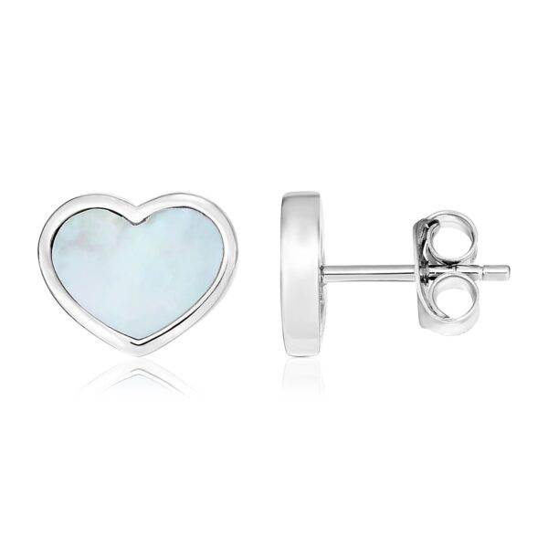 Sterling Silver Mother of Pearl Heart Earrings