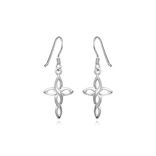 Sterling Silver Polished Knot Style Cross Earrings