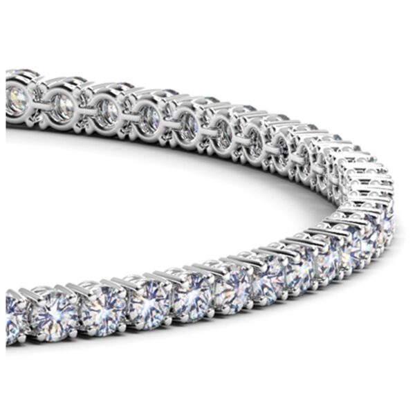 14k White Gold Round Diamond Tennis Bracelet (4 cttw) - Image 2