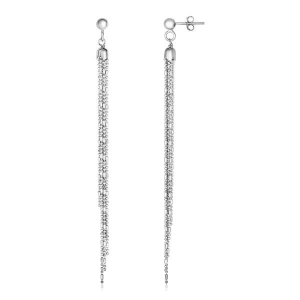 Sterling Silver Bead Chain Tassel Earrings