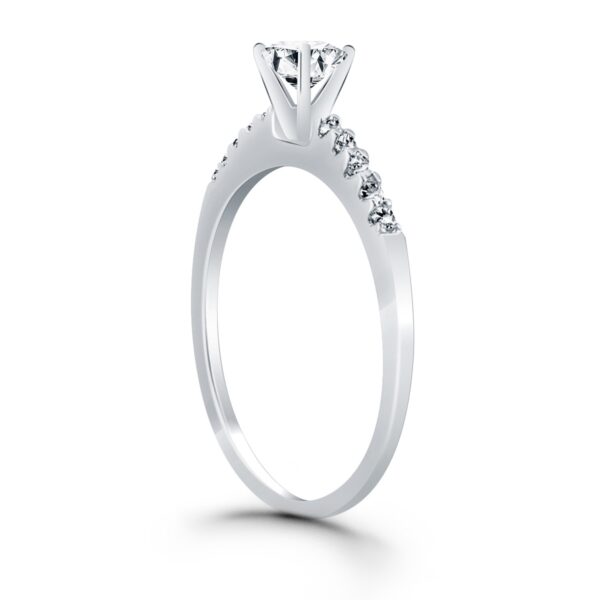 14k White Gold Engagement Ring with Diamond Band Design - Image 2