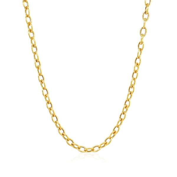 3.5mm 14k Yellow Gold Pendant Chain with Textured Links - Image 2