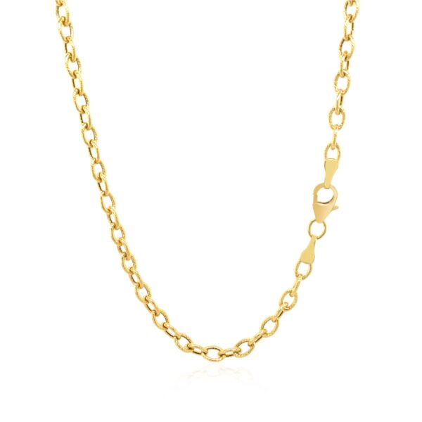 3.5mm 14k Yellow Gold Pendant Chain with Textured Links - Image 3