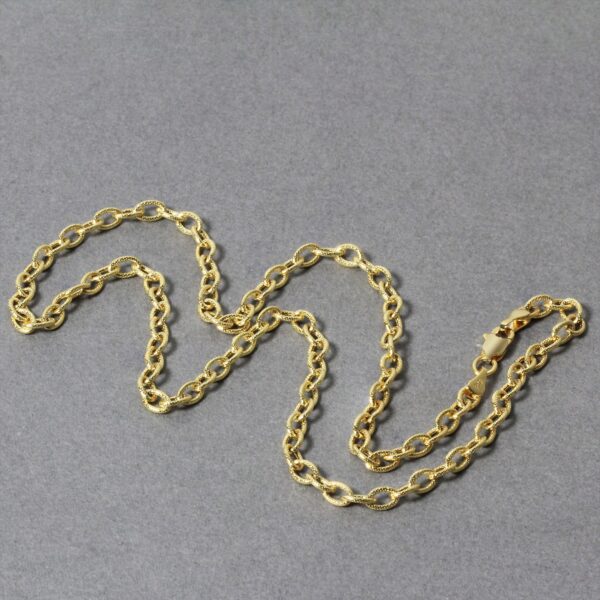 3.5mm 14k Yellow Gold Pendant Chain with Textured Links - Image 5