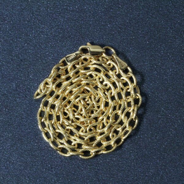 3.5mm 14k Yellow Gold Pendant Chain with Textured Links - Image 6