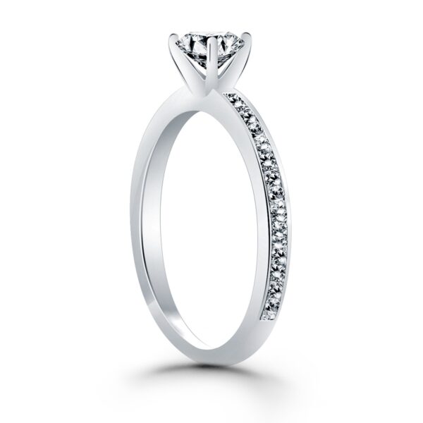 14k White Gold Classic Pave Diamond Band Engagement Ring - Image 3