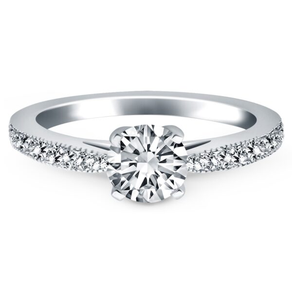 14k White Gold Diamond Pave Cathedral Engagement Ring - Image 2