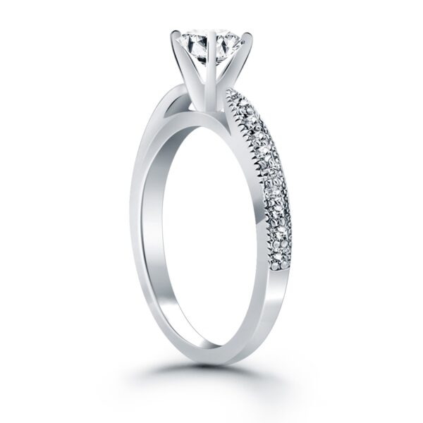 14k White Gold Diamond Pave Cathedral Engagement Ring - Image 3