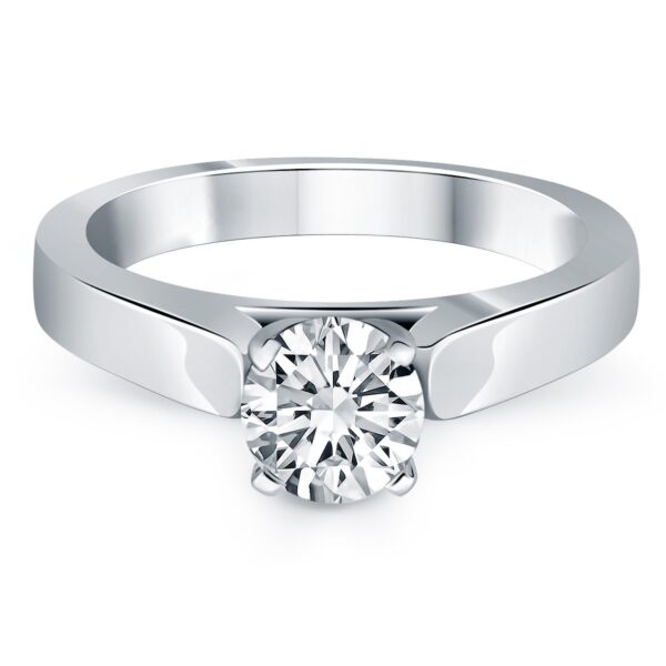 14k White Gold Wide Cathedral Solitaire Engagement Ring - Image 2