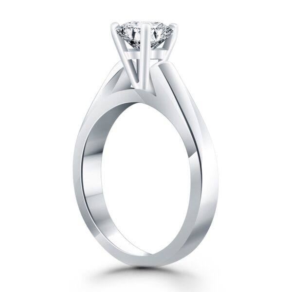 14k White Gold Wide Cathedral Solitaire Engagement Ring - Image 3