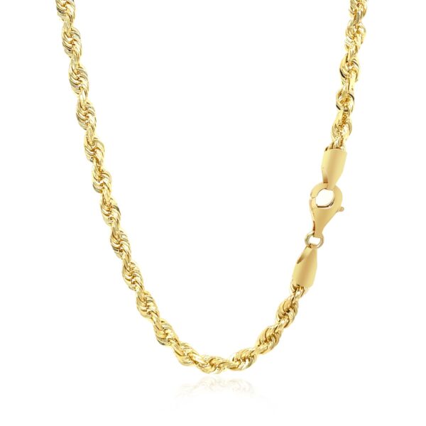 4.0mm 10k Yellow Gold Solid Diamond Cut Rope Chain - Image 3