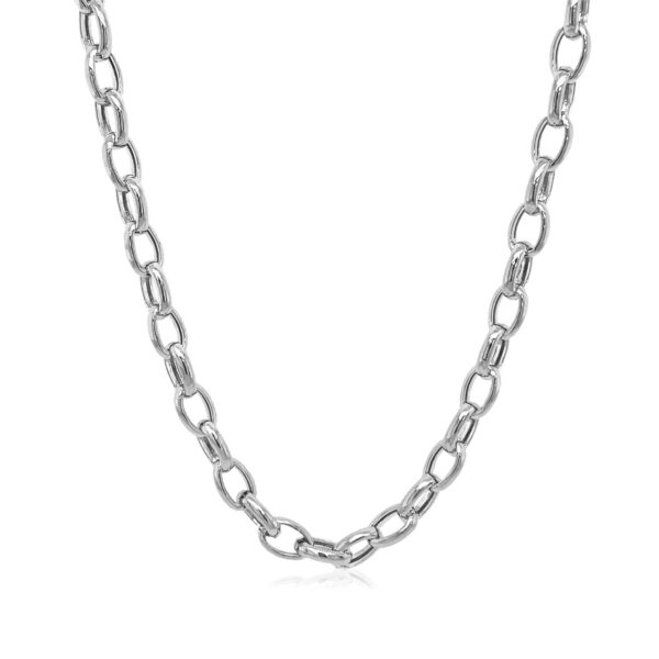 4.6mm 14k White Gold Oval Rolo Chain - Image 2