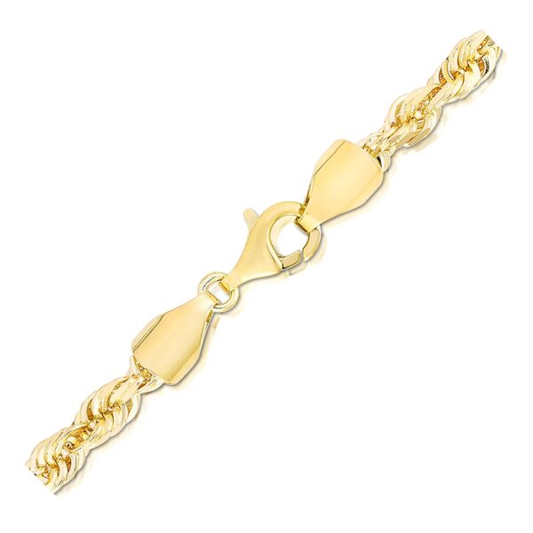 5.0mm 14k Yellow Gold Solid Diamond Cut Rope Bracelet - Image 2